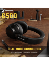 ATTACK SHARK G500 Ultra-Light Dual-Mode Gaming Headset, Ultra-Light Dual-Mode Wireless for PC/PS4/Xbox, BLACK