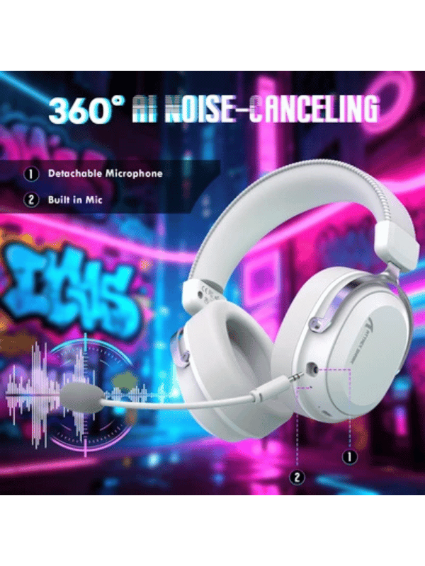 ATTACK SHARK L30 PRO Wireless Gaming Headset, 7.1 Surround Sound, 50mm Drivers, 20ms Low Latency, 1100 mAh Battery, Detachable Noise-Canceling Microphone, Aluminum Alloy Frame, Tri