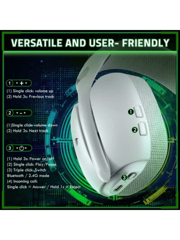 ATTACK SHARK L80 PRO Wireless Gaming Headset, Lightweight Headphones with 20ms Low Latency, Dual Mics, 40mm Drivers, 300mAh Battery – 3 Modes (2.4G/Bluetooth/Wired) for PC/PS/XBOX,