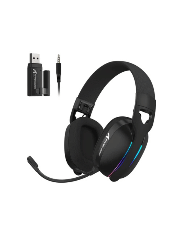 ATTACK SHARK L90 Foldable RGB Ultra-Light Tri-Mode Gaming Headset, Foldable Lightweight RGB Wireless for PC/PS4/PS5/Switch/Xbox, BLACK