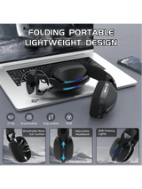 ATTACK SHARK L90 Foldable RGB Ultra-Light Tri-Mode Gaming Headset, Foldable Lightweight RGB Wireless for PC/PS4/PS5/Switch/Xbox, BLACK