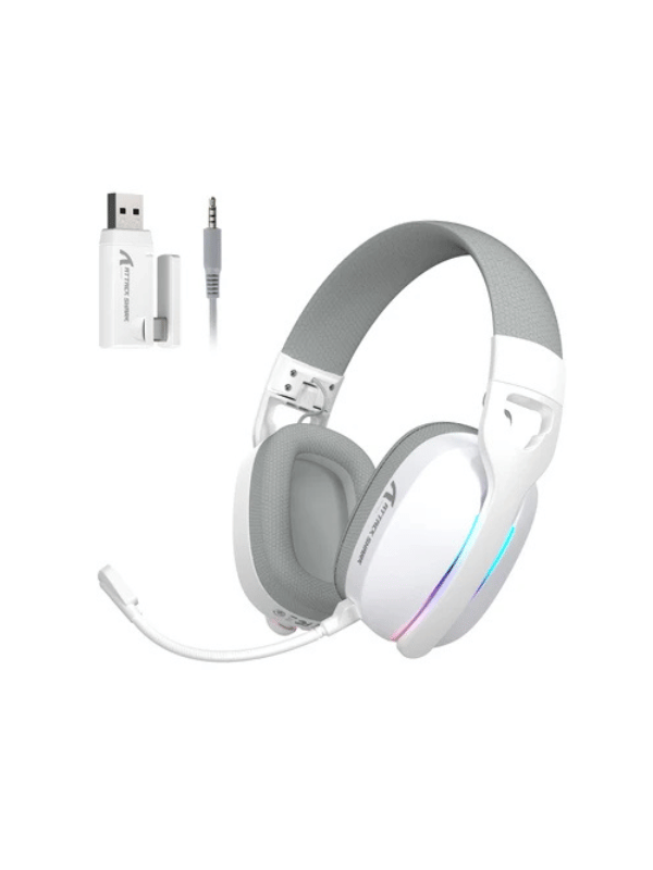 ATTACK SHARK L90 Foldable RGB Ultra-Light Tri-Mode Gaming Headset, Foldable Lightweight RGB Wireless for PC/PS4/PS5/Switch/Xbox, WHITE