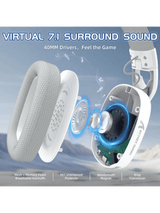 ATTACK SHARK L90 Foldable RGB Ultra-Light Tri-Mode Gaming Headset, Foldable Lightweight RGB Wireless for PC/PS4/PS5/Switch/Xbox, WHITE