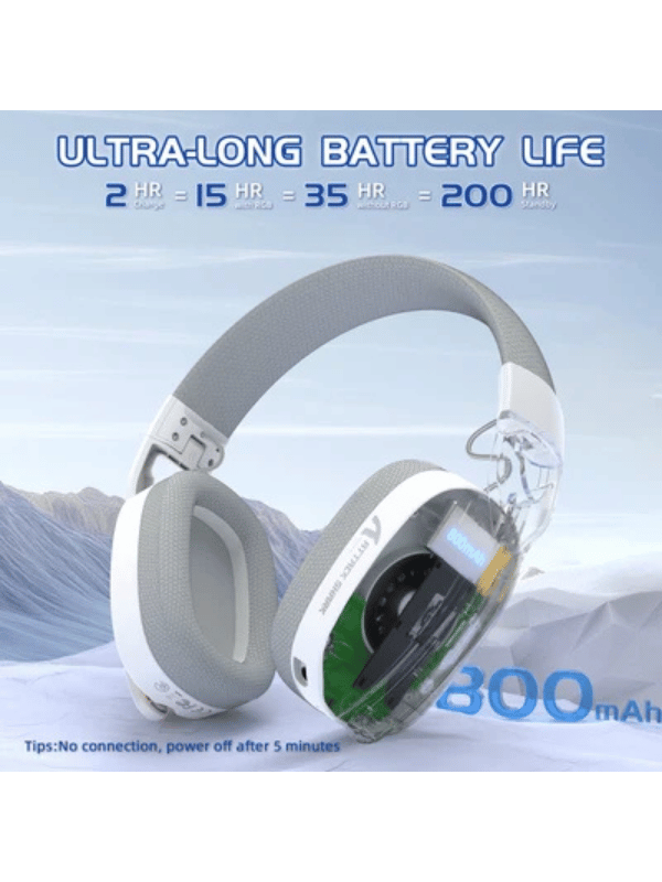 ATTACK SHARK L90 Foldable RGB Ultra-Light Tri-Mode Gaming Headset, Foldable Lightweight RGB Wireless for PC/PS4/PS5/Switch/Xbox, WHITE