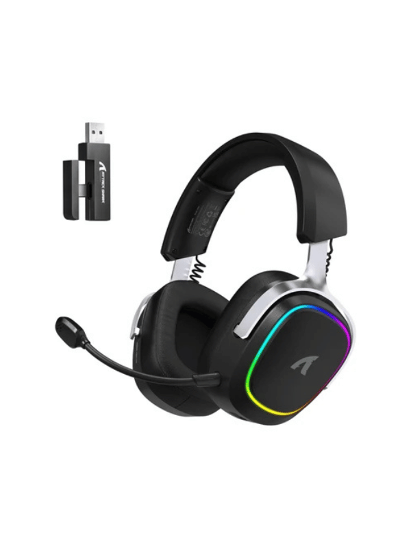 ATTACK SHARK G800 Wireless Gaming Headset, 1000 mAh Battery, Detachable Mics, Aluminum Alloy Frame, 3D Surround Sound, 20ms low latency, 50mm Drivers,3 Modes (2.4G/Bluetooth/Wired)