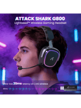 ATTACK SHARK G800 Wireless Gaming Headset, 1000 mAh Battery, Detachable Mics, Aluminum Alloy Frame, 3D Surround Sound, 20ms low latency, 50mm Drivers,3 Modes (2.4G/Bluetooth/Wired)