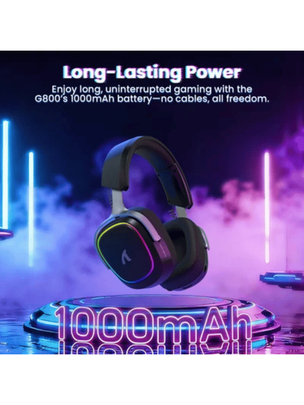 ATTACK SHARK G800 Wireless Gaming Headset, 1000 mAh Battery, Detachable Mics, Aluminum Alloy Frame, 3D Surround Sound, 20ms low latency, 50mm Drivers,3 Modes (2.4G/Bluetooth/Wired)