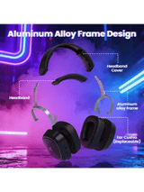 ATTACK SHARK G800 Wireless Gaming Headset, 1000 mAh Battery, Detachable Mics, Aluminum Alloy Frame, 3D Surround Sound, 20ms low latency, 50mm Drivers,3 Modes (2.4G/Bluetooth/Wired)