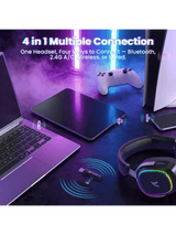 ATTACK SHARK G800 Wireless Gaming Headset, 1000 mAh Battery, Detachable Mics, Aluminum Alloy Frame, 3D Surround Sound, 20ms low latency, 50mm Drivers,3 Modes (2.4G/Bluetooth/Wired)