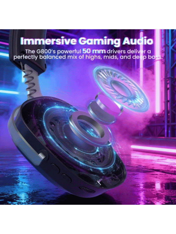 ATTACK SHARK G800 Wireless Gaming Headset, 1000 mAh Battery, Detachable Mics, Aluminum Alloy Frame, 3D Surround Sound, 20ms low latency, 50mm Drivers,3 Modes (2.4G/Bluetooth/Wired)