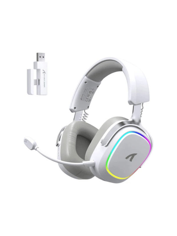 ATTACK SHARK G800 Wireless Gaming Headset, 1000 mAh Battery, Detachable Mics, Aluminum Alloy Frame, 3D Surround Sound, 20ms low latency, 50mm Drivers,3 Modes (2.4G/Bluetooth/Wired)