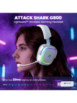 ATTACK SHARK G800 Wireless Gaming Headset, 1000 mAh Battery, Detachable Mics, Aluminum Alloy Frame, 3D Surround Sound, 20ms low latency, 50mm Drivers,3 Modes (2.4G/Bluetooth/Wired)