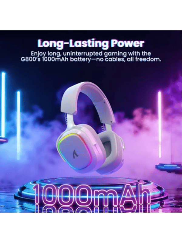 ATTACK SHARK G800 Wireless Gaming Headset, 1000 mAh Battery, Detachable Mics, Aluminum Alloy Frame, 3D Surround Sound, 20ms low latency, 50mm Drivers,3 Modes (2.4G/Bluetooth/Wired)