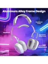 ATTACK SHARK G800 Wireless Gaming Headset, 1000 mAh Battery, Detachable Mics, Aluminum Alloy Frame, 3D Surround Sound, 20ms low latency, 50mm Drivers,3 Modes (2.4G/Bluetooth/Wired)