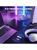 ATTACK SHARK G800 Wireless Gaming Headset, 1000 mAh Battery, Detachable Mics, Aluminum Alloy Frame, 3D Surround Sound, 20ms low latency, 50mm Drivers,3 Modes (2.4G/Bluetooth/Wired)