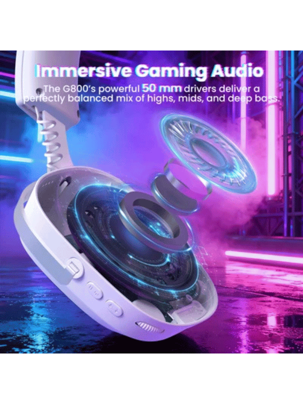 ATTACK SHARK G800 Wireless Gaming Headset, 1000 mAh Battery, Detachable Mics, Aluminum Alloy Frame, 3D Surround Sound, 20ms low latency, 50mm Drivers,3 Modes (2.4G/Bluetooth/Wired)