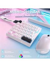 ATTACK SHARK M36 HE One-Handed Magnetic Switch Keyboard & C01 ULTRA LED Aviator Cable, 5‑Layer Sound‑Dampened, 8000Hz Polling, Hot‑Swappable, High‑Precision 0.01mm, PBT Keycaps, WH