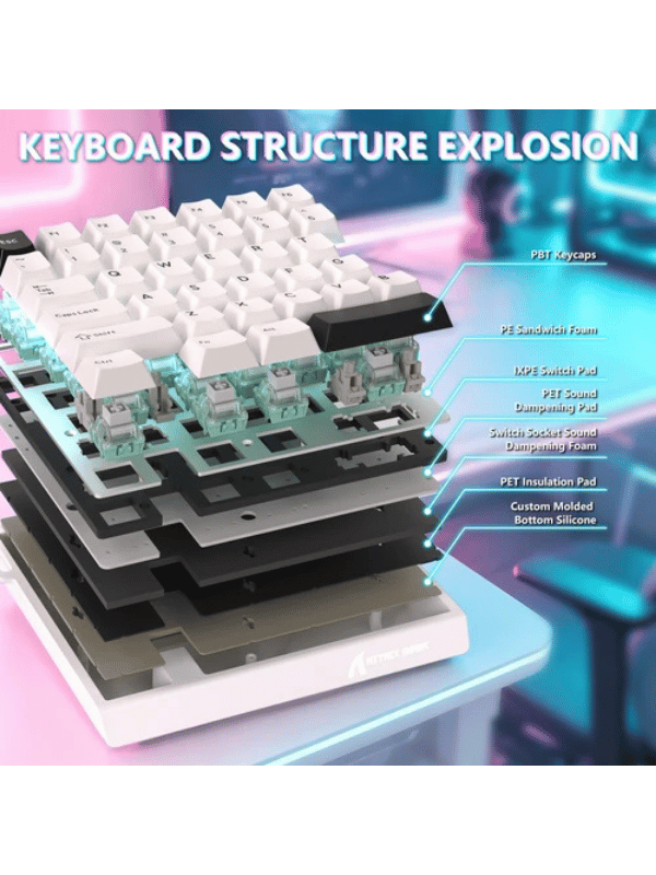 ATTACK SHARK M36 HE One-Handed Magnetic Switch Keyboard & C01 ULTRA LED Aviator Cable, 5‑Layer Sound‑Dampened, 8000Hz Polling, Hot‑Swappable, High‑Precision 0.01mm, PBT Keycaps, WH