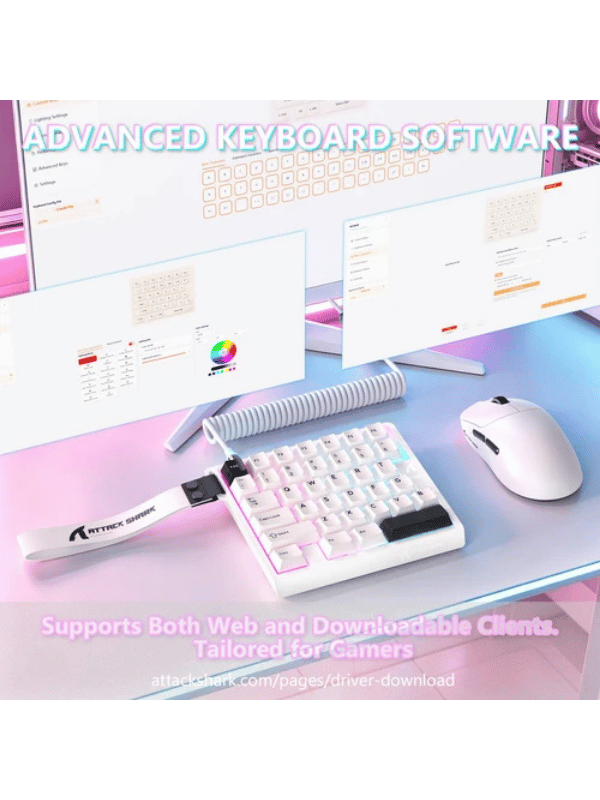 ATTACK SHARK M36 HE One-Handed Magnetic Switch Keyboard & C01 ULTRA LED Aviator Cable, 5‑Layer Sound‑Dampened, 8000Hz Polling, Hot‑Swappable, High‑Precision 0.01mm, PBT Keycaps, WH