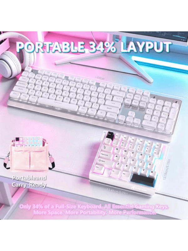 ATTACK SHARK M36 HE One-Handed Magnetic Switch Keyboard & C01 ULTRA LED Aviator Cable, 5‑Layer Sound‑Dampened, 8000Hz Polling, Hot‑Swappable, High‑Precision 0.01mm, PBT Keycaps, WH