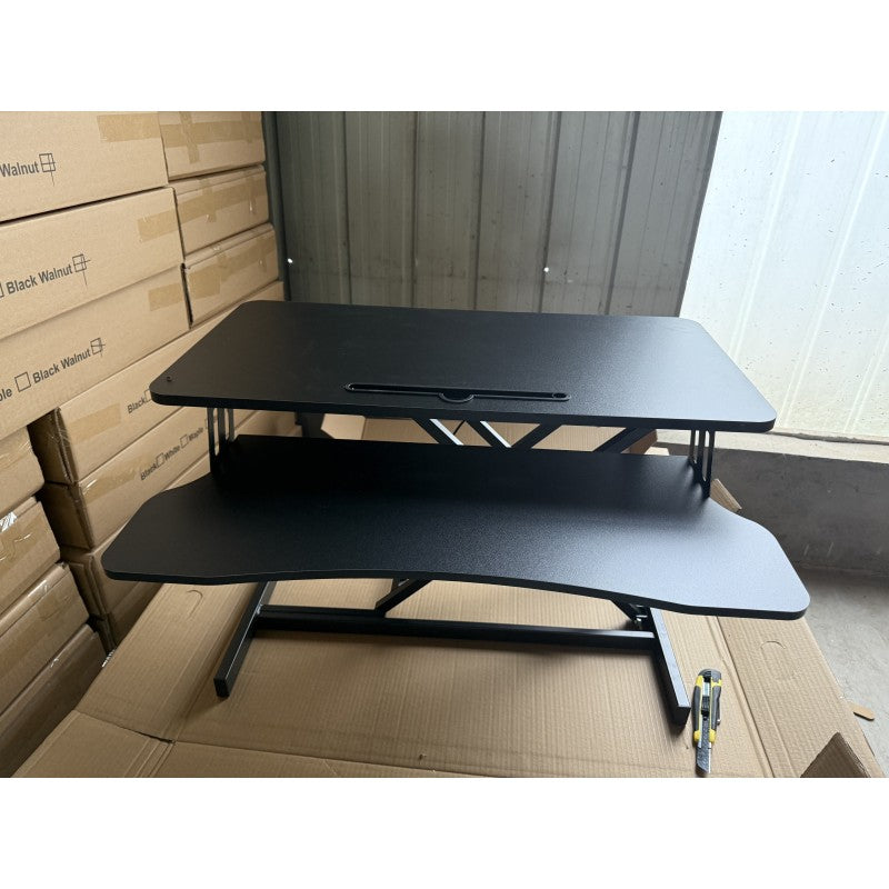 Adjustable Gas Spring Sit-Stand Desk Riser – Ergonomic Height-Adjustable Workstation with Keyboard Tray and Large Surface - DR23