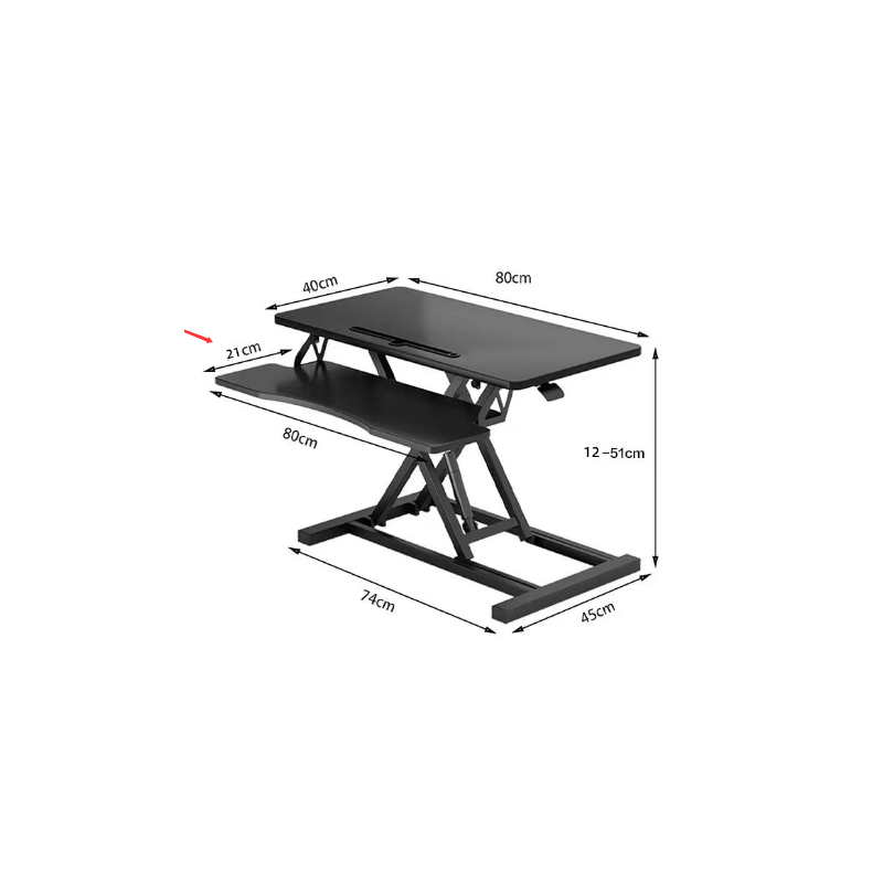 Adjustable Gas Spring Sit-Stand Desk Riser – Ergonomic Height-Adjustable Workstation with Keyboard Tray and Large Surface - DR23