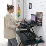 Adjustable Gas Spring Sit-Stand Desk Riser – Ergonomic Height-Adjustable Workstation with Keyboard Tray and Large Surface - DR23