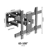 Advanced Full Motion TV Bracket - Multi-Directional Movable Stand, Fits 65 to 100 Inch, Premium-Quality HT120