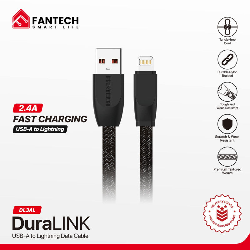 ANTECH DURALINK DL3AL USB To Lightning Braided Cable – 1M, Durable & Fast Charging