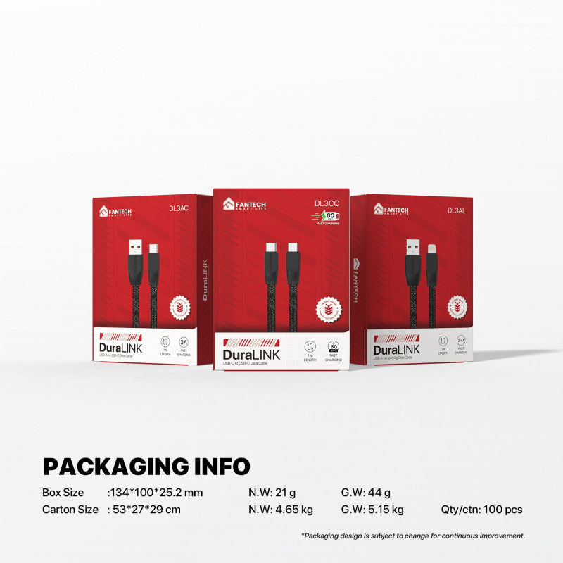 ANTECH DURALINK DL3AL USB To Lightning Braided Cable – 1M, Durable & Fast Charging