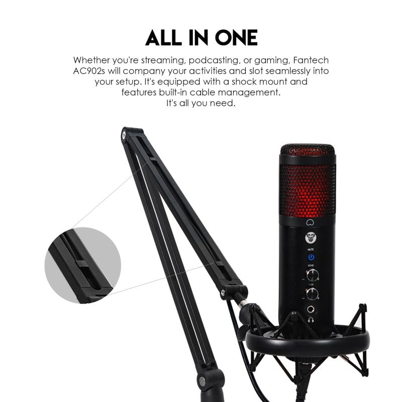 Fantech AC902s Studio Microphone Arm – 80cm Adjustable Stand with Desk Clamp