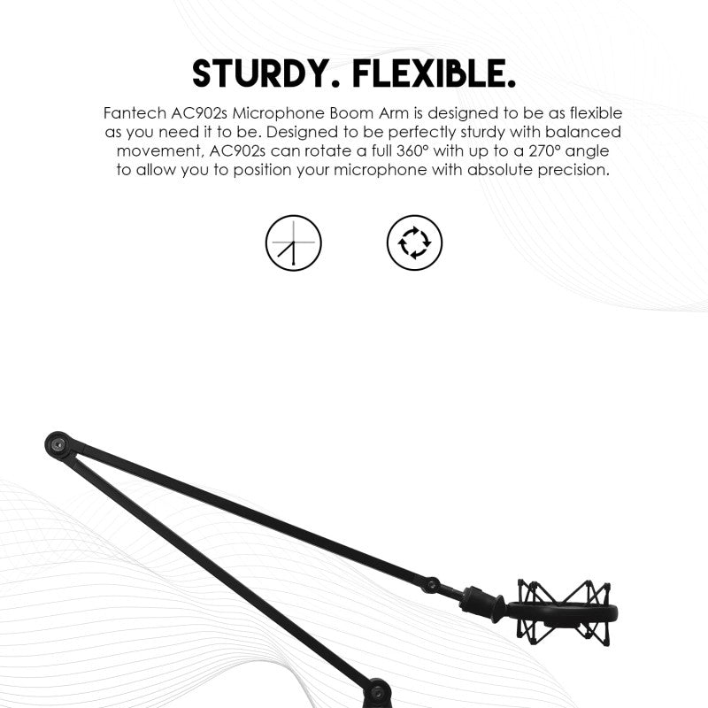Fantech AC902s Studio Microphone Arm – 80cm Adjustable Stand with Desk Clamp