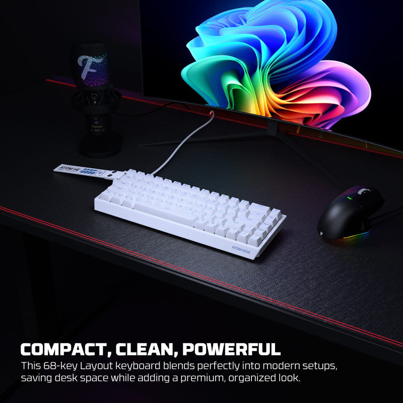 FANTECH ATOM HE68 MK811, High‑Precision Magnetic‑Switch Mechanical Keyboard, 8K Polling, 0.01mm Accuracy