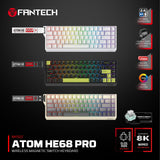 FANTECH ATOM Pro HE68 MK922, High Precision Magnetic Switch Keyboard, 3 Modes: Bluetooth, Wireless & Wired, 8K Polling