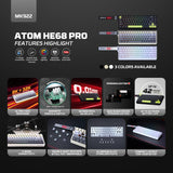 FANTECH ATOM Pro HE68 MK922, High Precision Magnetic Switch Keyboard, 3 Modes: Bluetooth, Wireless & Wired, 8K Polling