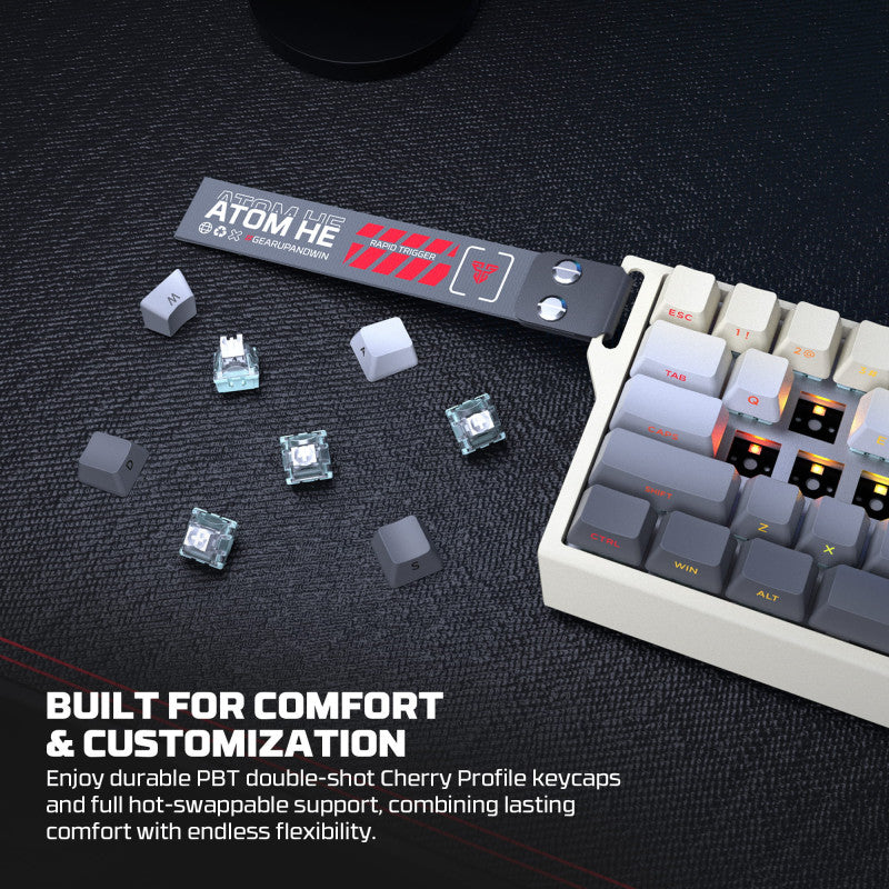 FANTECH ATOM Pro HE68 MK922, High Precision Magnetic Switch Keyboard, 3 Modes: Bluetooth, Wireless & Wired, 8K Polling