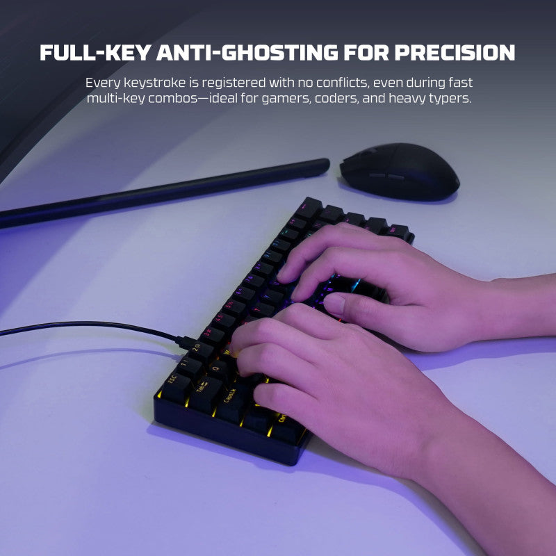 Fantech ATOM61 MK211 Mechanical Gaming Keyboard, 60% Compact Layout with RGB Lighting
