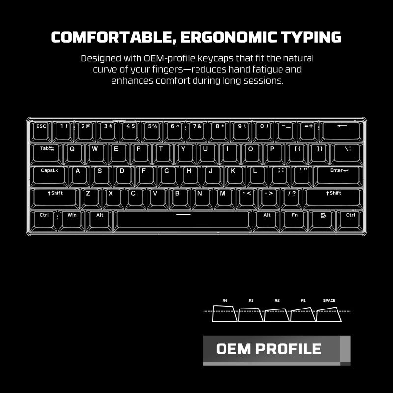 Fantech ATOM61 MK211 Mechanical Gaming Keyboard, 60% Compact Layout with RGB Lighting