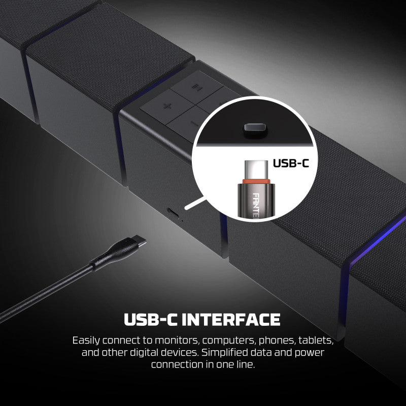 FANTECH BS163 GROOVE BAR PRO (Wired & Bluetooth) RGB Gaming Speaker, 10W + Built-in Microphone