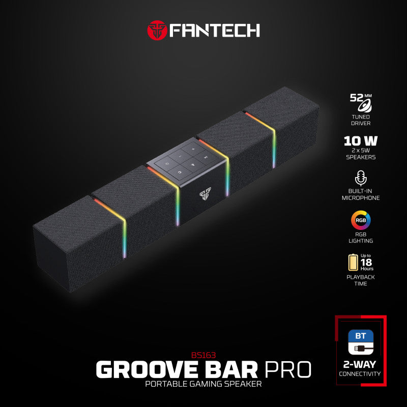 FANTECH BS163 GROOVE BAR PRO (Wired & Bluetooth) RGB Gaming Speaker, 10W + Built-in Microphone