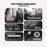 FANTECH C50 LUMINOS: Professional 2K Quad-HD Webcam with Auto Focus, Support for 60FPS, Built-in Micro 3D Noise Cancellation