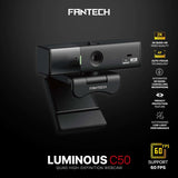FANTECH C50 LUMINOS: Professional 2K Quad-HD Webcam with Auto Focus, Support for 60FPS, Built-in Micro 3D Noise Cancellation