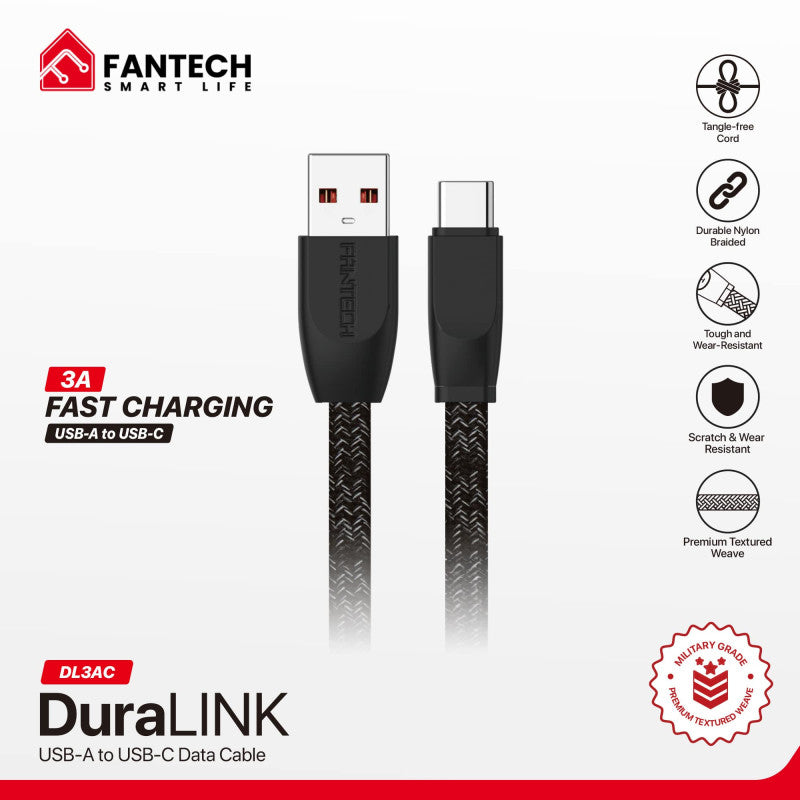 FANTECH DURALINK DL3AC USB To USB-C Braided Cable – 1M, Durable & Fast Charging