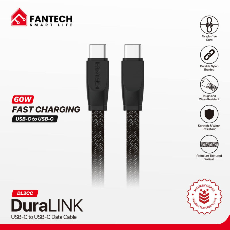 FANTECH DURALINK DL3CC USB-C To USB-C Braided Cable – 1M, Durable & Fast Charging