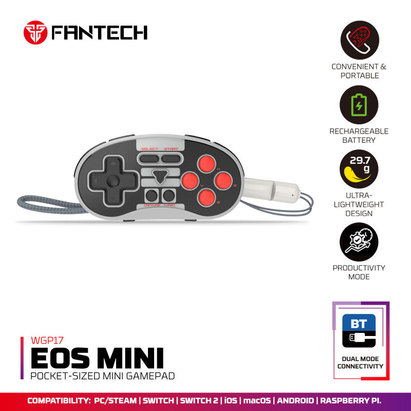 FANTECH EOS Mini WGP17: The Universal Wireless Pocket Gamepad for PC, Mobile & Switch
