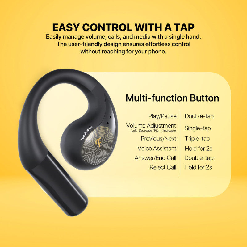 FANTECH FINECOUSTIC GROOVE OWS FT21 OPEN WEARABLE EARBUDS, Perfect For Sport Activities, up to 45 Hours Play time
