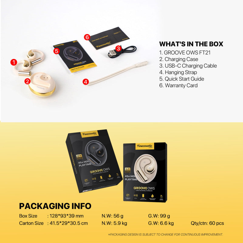 FANTECH FINECOUSTIC GROOVE OWS FT21 OPEN WEARABLE EARBUDS, Perfect For Sport Activities, up to 45 Hours Play time