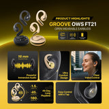 FANTECH FINECOUSTIC GROOVE OWS FT21 OPEN WEARABLE EARBUDS, Perfect For Sport Activities, up to 45 Hours Play time