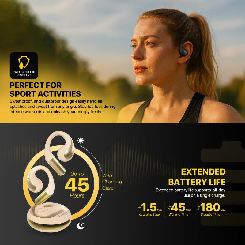 FANTECH FINECOUSTIC GROOVE OWS FT21 OPEN WEARABLE EARBUDS, Perfect For Sport Activities, up to 45 Hours Play time