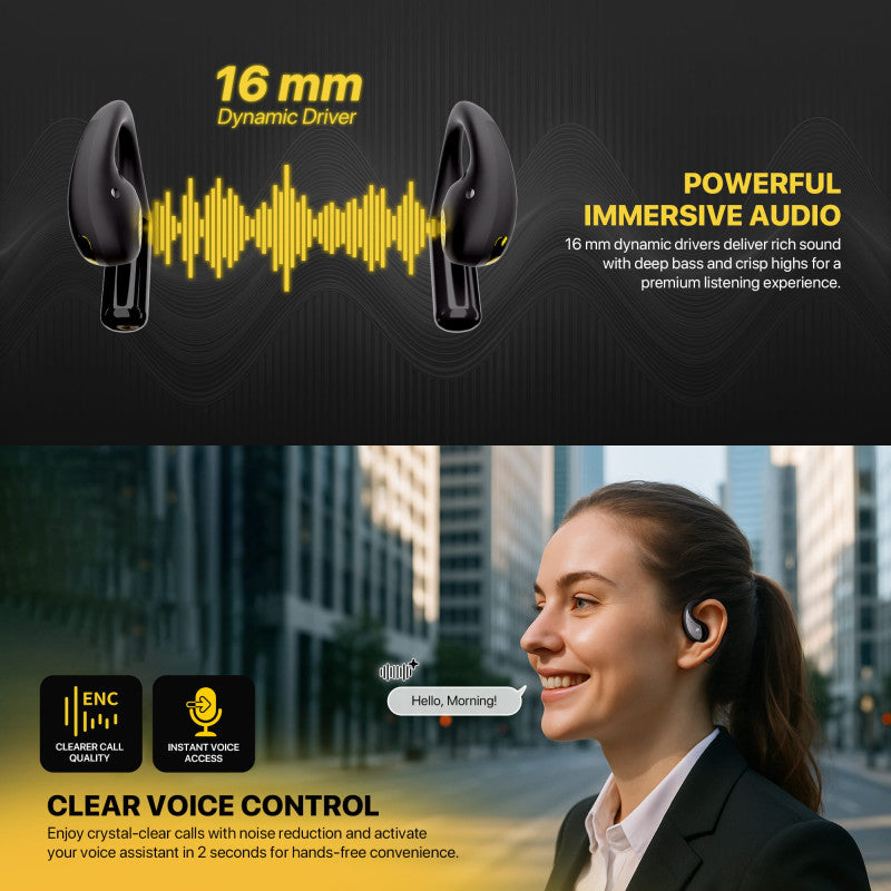 FANTECH FINECOUSTIC GROOVE OWS FT21 OPEN WEARABLE EARBUDS, Perfect For Sport Activities, up to 45 Hours Play time